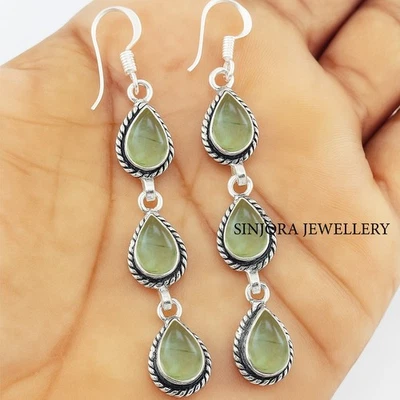 Orecchini pendenti/goccia fatti a mano in argento sterling 925 con pietre pre... - Immagine 1 di 4