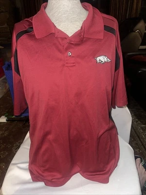 NCAA Official Arkansas Razorback Polo Shirt Red with Black Size 2XL Men's - Image 1 of 4