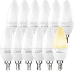 E12 LED Light Bulbs B11 Candelabra Bulbs 60W Equivalent, Non-Dimmable 6W LED Can - Picture 1 of 12