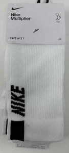Chaussettes Nike Multiplier Dri-Fit Crew 2 paires blanches SX7557-100 grands hommes 8-12 Wmn - Photo 1/3