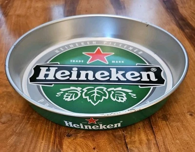 USED HEINEKEN BEER LAGER METAL TRAY CARRIER LOGO CRAFT ALE BAR PUB  - Image 1 of 4