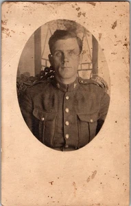 WWI SOLDER RPPC Real Photo Postcard MILITARY PORTRAIT c1910 Ki5 - Picture 1 of 2
