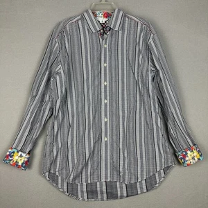Camisa Robert Graham Para Hombres Talla XL Manga Larga Rayas Floral Abotonada Multicolor - Imagen 1 de 7