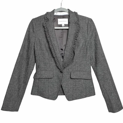Blazer Banana Republic Mujer 2 Tweed Mezcla Lana Blazer Chaqueta Gris Foto 1 de 4