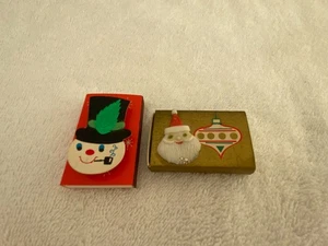 Vintage Christmas 3-D Decorated Match Boxes Santa Claus & Frosty Snowman Japan - Picture 1 of 6