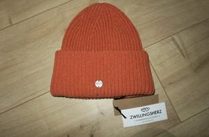 NEU Zwillingsherz Damen gerippt orange Strick Mütze 70%Wolle Label Strickmütze - Bild 1 von 6