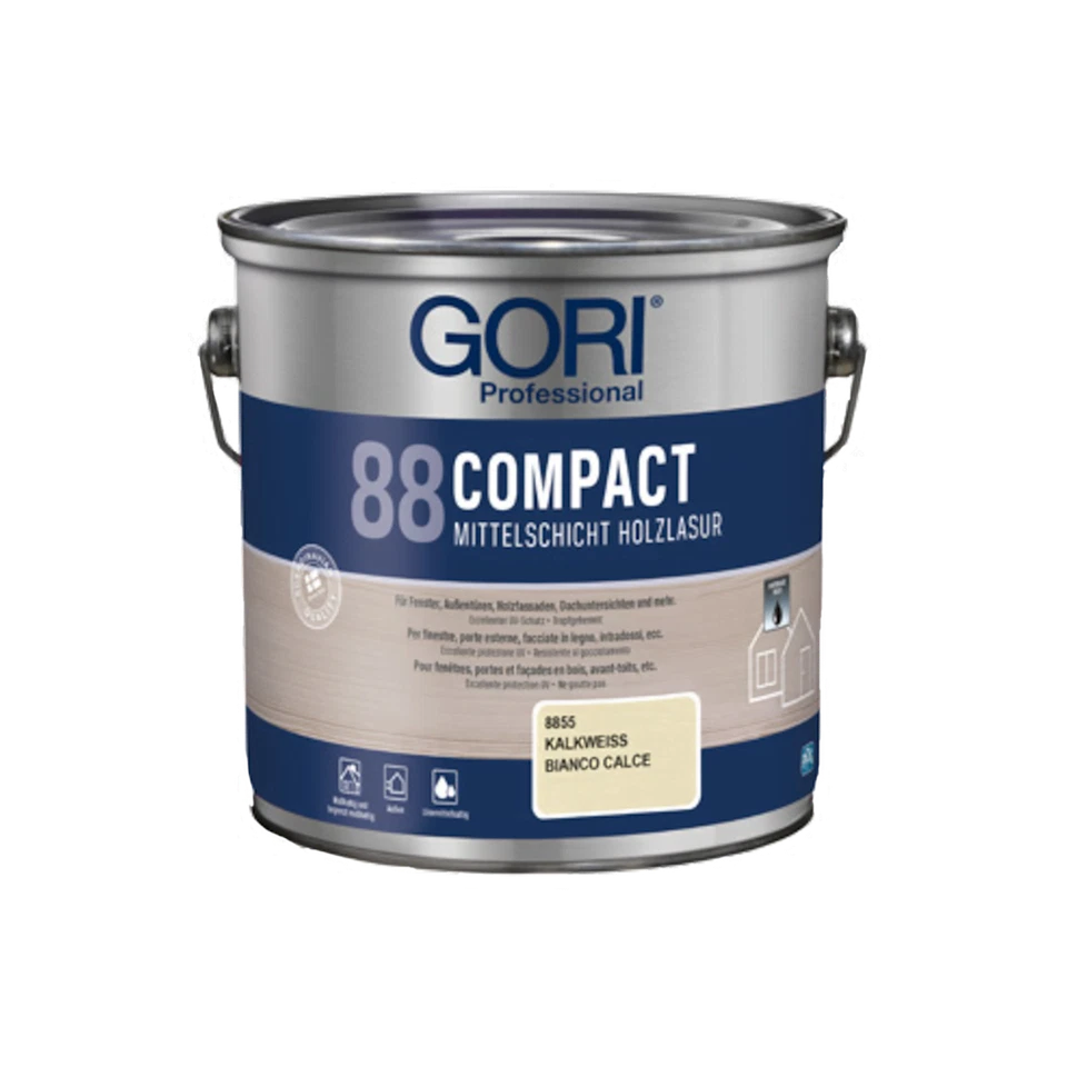 GORI 88 Compact-Lasur für Holz - Kalkweiß, 2,5L