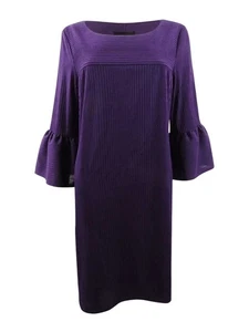 Connected Women's Ruffle-Sleeve Shift Dress (6, Eggplant) - Picture 1 of 2