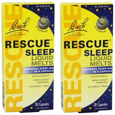 Жидкость для сна Bach Flower Remedies Rescue плавится 28 капсул (упаковка из 2) - Изображение 1 из 4