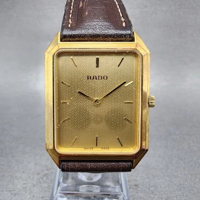 Rado Tank Watch Men 26mm Gold Dial Gold Tone Rectangle 133.5288.2 New Battery - Image 1 of 4