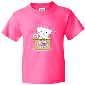 Inktastic Kitty Grandma Loves Me Youth T-Shirt Cute Basket Heart Love Valentines - Picture 1 of 3