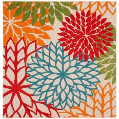 Aloha Green 5 Ft. X 5 Ft. Square Floral Contemporary Area Rug-060792 - Image 1 of 4