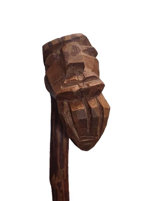 手工雕刻民间艺术胡子男人脸拐杖 JBBD — 第 1/4 张图片