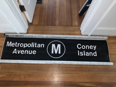NY NYC SUBWAY ROLL SIGN M CONEY ISLAND BOARDWALK OCEAN METROPOLITAN AVE BROOKLYN - Image 1 of 4