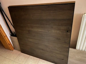 Massivholz Eiche Tischplatte mit Eisenband - Bild 1 von 2