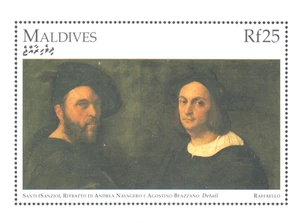 Maldives Art/Artist/Paintings From The Louvre/Portrails/Raffaello 1993 MNH - Picture 1 of 1
