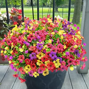 Artificial Flowers for Outdoors, 14 Bundles Artificial Flowers for Decoration UV - Picture 1 of 12