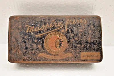Vintage Empty Maspero Freres Cigarette Tin Box Cairo Egypt Indian Head Specials - Image 1 of 4