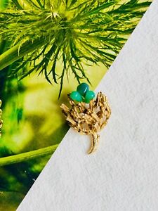 Christian Dior GROSSE 1966 Vintage Emerald Green Flower Leaf Tree Brooch, Gold