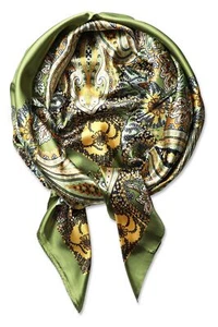 Silk Feeling Scarf Large Square Satin Head Scarf for Women 35 × 35 inches Oli... - Picture 1 of 7