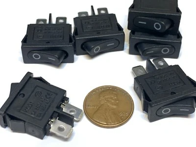 ENDLESSPARTS 6 Pieces Black slim Rocker Switch SPST 10a 12v KCD1-110 3v latch On Off 2 Pin B8