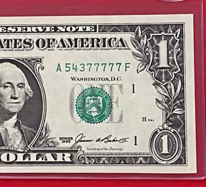 1985 $1 Dollar Fancy Serial Number Lucky 77777-5 In A Row (BOSTON A ) UNC - Picture 1 of 3