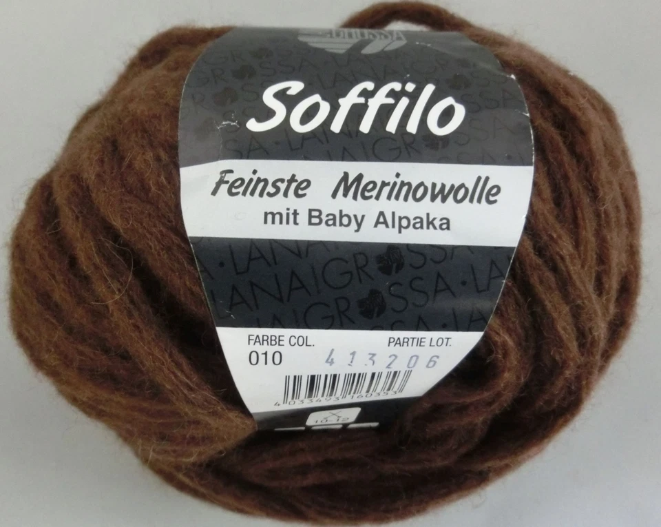 (139 €/kg): 50 g SOFFILO, Lana Grossa, mit Alpaka, Fb.010 braun #2612 - Bild 1 von 1