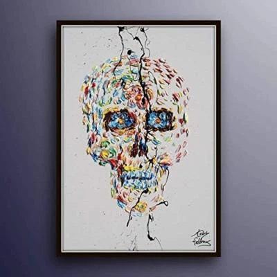 El Día de Muertos, 40" pintura al óleo original sobre lienzo, pintura de calaveras, hecha a mano Foto 1 de 4
