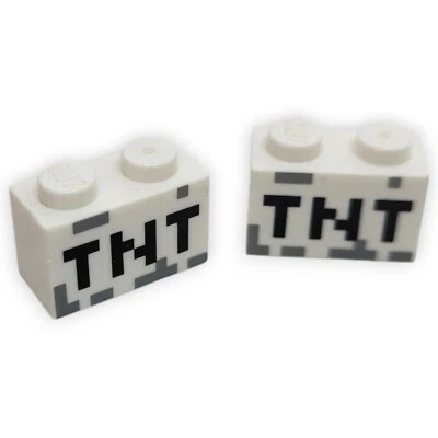 Lego Stein Brick TNT Pixel 3004pb122 1x2 Weiß Minecraft Pixelated Pattern Ersatz - Bild 1 von 4
