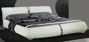 LETTO MATRIMONIALE PELLE ECOLOGICA CON RETE - DESIGN MODERNO ECOPELLE BIANCO ITA - Foto 1 di 1