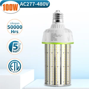 Industrial LED Corn Light 100W Warehouse Garage Commercial Highbay Bulb 277-480V - Picture 1 of 11