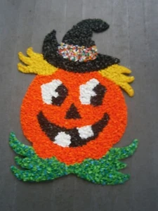 VTG RETRO-HALLOWEEN-MELTED PLASTIC POPCORN-HAPPY JACK O'LANTERN-RARE EXTRA LARGE - Picture 1 of 6