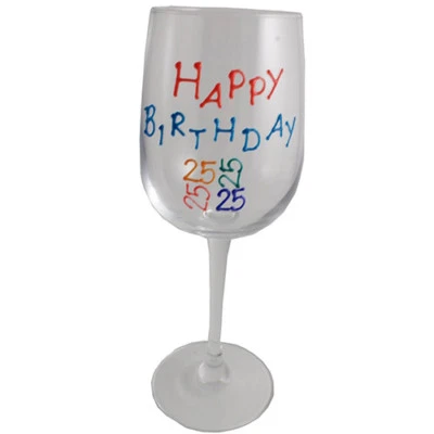 25th, 35th, or 45th Birthday Wine Glass (Brights) - Image 1 of 3