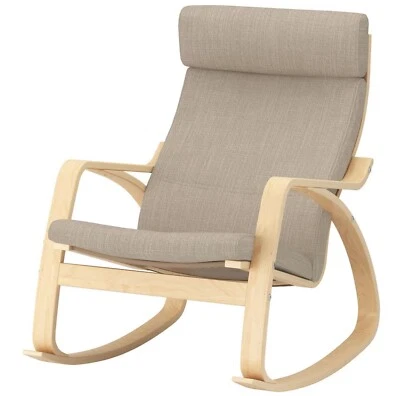 Mecedora IKEA POÄNG - Marco de chapa de abedul y cubierta beige hillarado Foto 1 de 4
