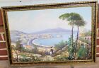 Beautiful Antique Oil Painting Naples Malta Italian Coast Michele Gianni