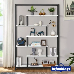 Metal Multi-Level Display Shelf Bookshelf Side Table Cabinet Storage Black White - Picture 1 of 11