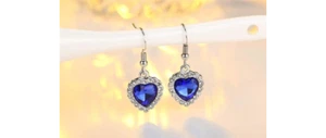 SILVER Plated Titanic Heart of the Ocean Crystal Gem Stud Earrings Gift - Picture 1 of 3