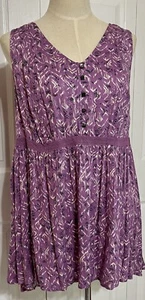 Torrid Größe 00 (10 M/L) ärmelloses Babydoll Oberteil lila Schnitt Spitze Empire weich neu mit Etikett - Bild 1 von 10