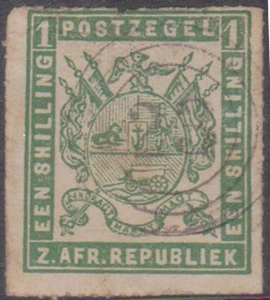(F273-32) 1870 Transvaal 1/- green imperforated stamp (AG) - Picture 1 of 1
