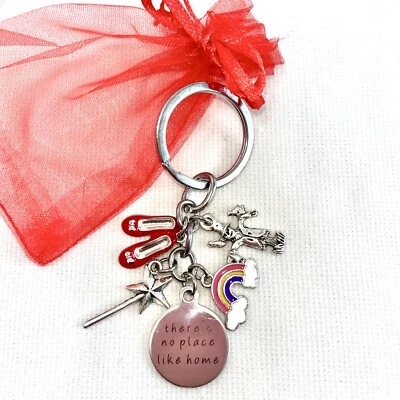 LIZZIELINKS WIZARD OF OZ THEME KEYRING, There’s No Place Like Home, rainbow, NEW HOME GIFT