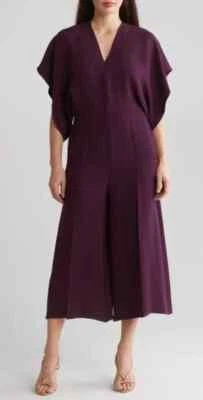 NWD Valentino Garavani  Silk V-Neck Jumpsuit in Deep Purple Sz 40 #D7679 - Image 1 of 4