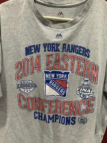 2014 Majestic NHL New York Rangers Eastern Conference Champs XL Gray Tee Shirt Cover