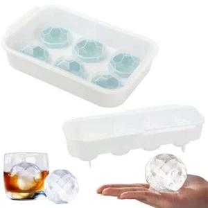 Diamond Ice Cube w/ lid Mold Silicone Tray Maker 3D Mold Tray Whiskey Ball Maker - Picture 1 of 13