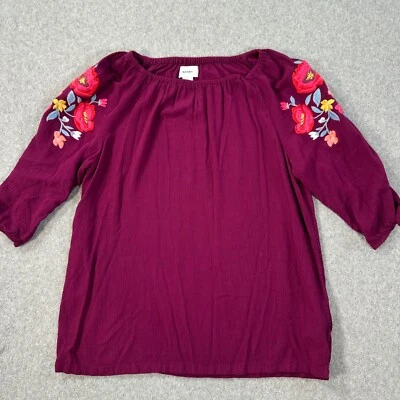Old Navy Embroidered Sleeve Boho Peasant Top Girls XL (14) Purple - Image 1 of 4
