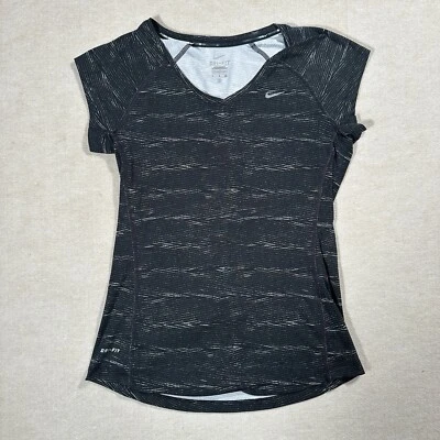 Camiseta Nike Running Dri Fit Miler Negra Blanca Estampada de Lunares para Mujer Talla S Foto 1 de 4