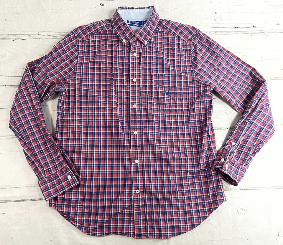 Nautica Blue Sail Casual Button-Up Shirt Sz M Plaid - Men's Long Sleeve EUC - Image 1 of 4