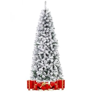 Albero Slim di Natale Super Folto Salvaspazio Innevato 70 x H 150 cm Verde Bianc - Foto 1 di 5