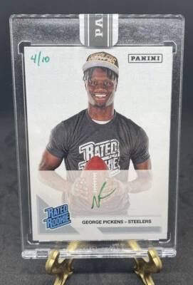 George Pickens 2022 Panini Instant ON CARD AUTO GREEN RATED ROOKIE SSP 4/10 - Image 1 of 2