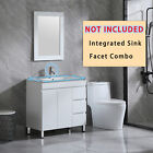 32 inch Bathroom Vanity Cabinet Free Standing Cabinet Mirror Ceramic SinkFaucet