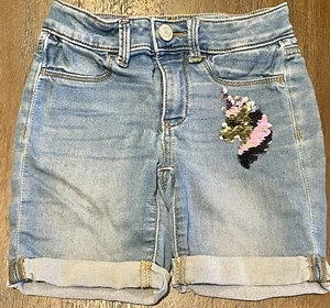 Kohls SO Denim Girls Sequin Unicorn Blue Shorts Size 10 - Picture 1 of 6